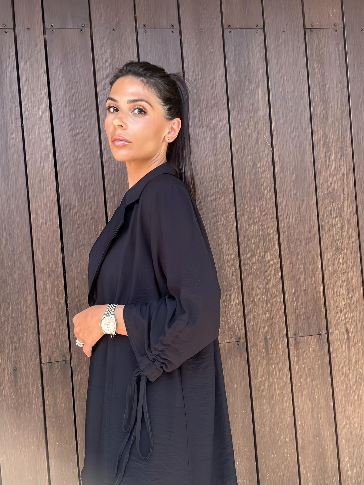 Completo Anastasia Nero – Blazer Over e Shorts in Viscosa