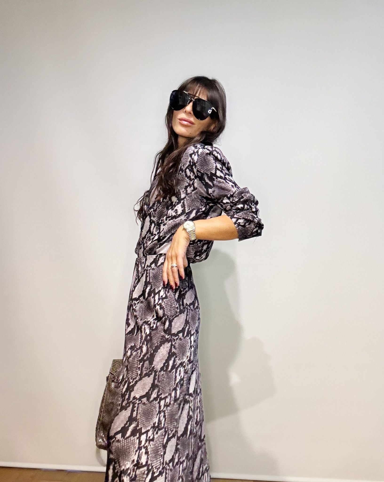 Camicia Linda Pitonata - Satin Grigio