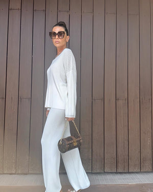 Coordinato Pamela Celeste – Maglia & Pantalone Plissé
